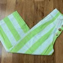 Moon River  Button Front Culottes Green & White Vertical Stripes NWT Sz XS Linen Photo 4