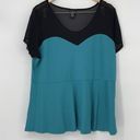 Torrid  Peplum Top Sweetheart Mesh Knit Turquoise Black Plus Size 3 Plus Photo 1