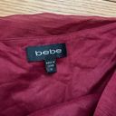 Bebe vintage y2k silk Asymmetrical Ruffle Cheerleader Layer High Low Maroon Chiffon tie belt Women's mini Skirt Size M Photo 1