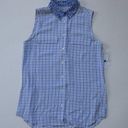 Equipment NWT  Sleeveless Slim Signature in Nautical Blue Silk Button-up Shirt S Photo 0