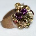 Unique Vintage  Aurora Borealis Crystal Multi Colar Chunky Chic Ring 1940's Photo 3