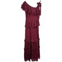 Lulus Lulu’s Enraptured By You Wine One-Shoulder Ruffled Tiered Maxi Dress NWT Large Photo 1