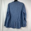 LC Lauren Conrad  Denim Shirt Women's Blue Polka Dot Button Down Chambray Photo 4