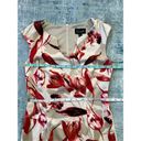 Connected Apparel  Off White Taupe Red Floral Sleeveless Dress Size 4 Photo 4