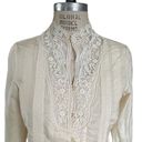 Coldwater Creek  Button Up High Neck Cream Lace Blouse Size XS X-Small Photo 3