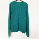 United Colors Of Benetton Benetton Green V-Neck Braid Cable Pattern Sweater Size Large Photo 1