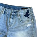 All Saints Women’s Sz 29 Bird Embroidered Light Wash Cotton Denim Cuffed Shorts Photo 2