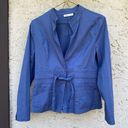 Coldwater Creek  Size 14 Blue Jacket Cotton Spandex Blend Tie Waist Snaps Basic Photo 0