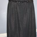 Carmen Marc Valvo  Black Ribbed Metallic Square Neck Cap Sleeve Short Dress Sz 10 Photo 4