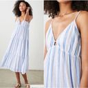 Rails  NWT Avril Gibson Stripe Midi Spaghetti Strap Linen Dress Blue/White Large Photo 1