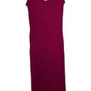 Olive & Oak  Tank Dress Fuchsia Women’s Medium Bodycon Midi length Ribbed Split Photo 0