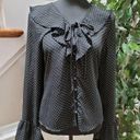 fab'rik  Women's Black 100% Polyester Long Sleeve V-Neck Blouse Size Large Photo 0