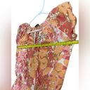 Talbots  Petite Small Pink Orange Floral Dress Cap‎ Sleeve V Neck Midi 100% Silk Photo 7