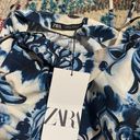 ZARA NWT  Blue and White Paisley Ruched Tank Top Photo 6