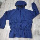 Nike  Vintage 90s Anorak Windbreaker Light Hooded Hiking Jacket 1/4 zip Navy Blue Photo 4