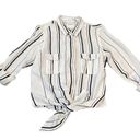 Thread and Supply  button down shirt blouse size large high low white black Photo 0