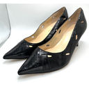 Audrey Brooke  Black heels leather cutouts , pointy toe, Black Pumps Size 8.5 Photo 2