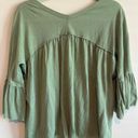 Daytrip NWT Buckle  Button Down V-Neck Top W/ Belle Sleeves Green Size Small Photo 3