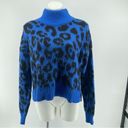 Sweaty Betty  Women’s Jacquard Electric Blue Leopard Print Mohair Sweater Small Photo 1