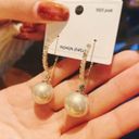 Elegant White Pearl Drop Dangle Earrings for Women Gold Photo 2