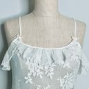 In Bloom  by Jonquil White and Teal Sheer Floral Lace Babydoll Chemise size Large Photo 3
