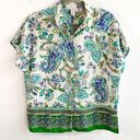 Joie  Blouse White & Green Paisley Pattern Short Sleeves Button Up Top Sz S EUC Photo 0