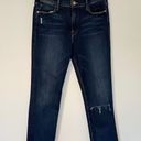 Frame Le High Straight Leg Step Hem Distressed Jeans Anchorage Dark Wash Photo 0