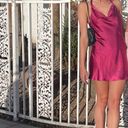 Lulus Magenta Satin Halter Mini Slip Dress Photo 4