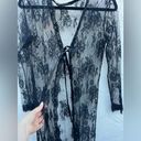 Frederick's of Hollywood Medium black lace tie up long lingerie gown Photo 4
