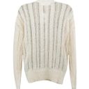 ASTR NWT  Wrap Front Pointelle Sweater In Cream Size Medium Long Sleeve Open Knit Photo 3