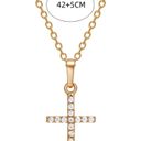 Boutique Cross Pendant Necklace Shining Rhinestone Detail Golden Color Gold Photo 4