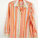 Coldwater Creek  Women's Plus Striped Button Down Cotton Shirt Orange Size 1X Photo 0