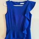 Calvin Klein Royal Blue Ruffled Fitted Pencil Dress Size 4 Classy Photo 1