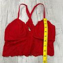 Aerie  Red Floral Lace Racerback Peep Hole Lined Bralette XS Photo 7