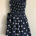 Hollister Blue/White Polka Dot Strapless Polka Dot Bow Dress. Size Small. Photo 3