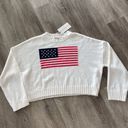 moon&madison American flag iconic crewneck pullover knit sweater small cream NEW NWT Photo 2