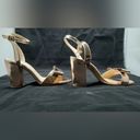 Modcloth Loly in the Sky Rose Gold Block Heels Ankle Strap Bow & Heart  Size 7.5 Photo 2