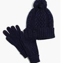 Madewell  Cableknit Beanie and Gloves Gift Set Navy Blue Wool Blend Photo 0