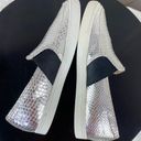 Nine West  Bonkers Embossed Metallic Slip On Sneaker Silver Black 7 Photo 6