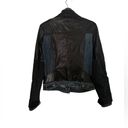 ALLSAINTS  Leather Jacket Biker Blue Denim Black Leather Jacket Size 4 Photo 2