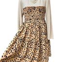 Entro Anthropologie Dresses |  Taupe Waffle Knit Smocked Animal Print Dress Photo 1