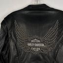 Harley Davidson Black Soft Leather Zip Front Studded Angel Wing Logo Jacket Photo 1