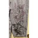 J.Jill  Wide Leg Cropped Pants 14 Chambray Blue  Purple Floral 100% Linen Photo 1