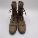 Justin  Taupe Leather Lace Up Kiltie Roper Cowboy Boots Womens Size 7.5 A Photo 1