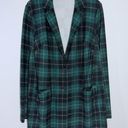 Torrid New  Plaid Long Line Lightweight Ponte Plaid Blazer Green/Black Size 1X Photo 2