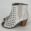 Toms  Majorca Basket Weave Booties Women Size 6.5 Peep Toe Gray Leather Photo 2