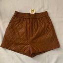 idem Ditto Higher Class Faux Leather Quilted Shorts Caramel Brown size M Photo 1