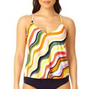 Anne cole Easy Triangle Colorful Wavy Stripe Tankini Swim Top Size M Photo 0