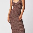 Free People  Set the Bar Smocked MIDI Dress. Brown. Size XS Photo 0