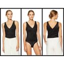 BCBGMAXAZRIA 💕💕 Black Faux-Suede V-Neck Bodysuit Medium M NWT Photo 4